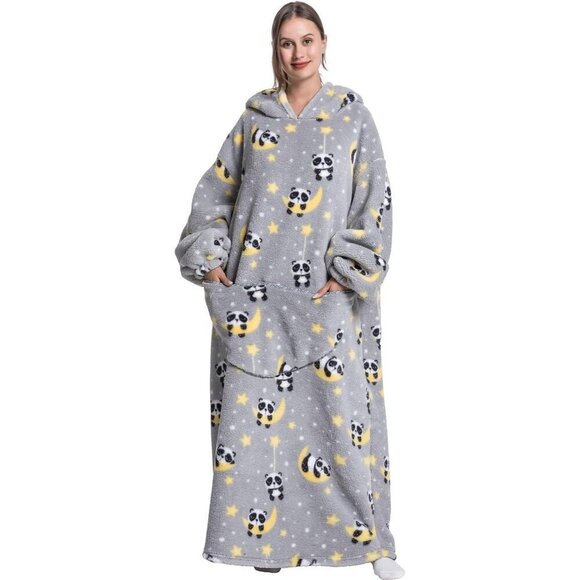 ⭐Sweat Panda Warm Giant Hoodie Thick Flannel Blanket with Sleeve - Picture 3 of 4